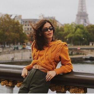 Ronny Cobo Yeva mustard orange braded sweater XS